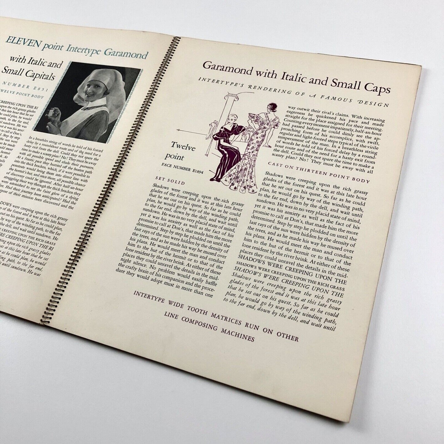 Intertype Garamond | Wire-bound type specimen brochure | Undated