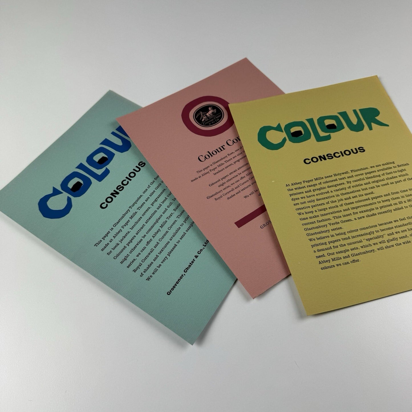 3 x paper samples | Colour Conscious – Grosvenor, Chater & Co Glastonbury 1960s