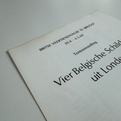 Leaflet Vier Belgische Schilders uit Londen (Four Belgian Painters from London) | Marcelle van Caillie, Maurice Jadot, E.L.T. Mesens, Willi Rondas | Britse Veertiendaagse te Brugge 1968