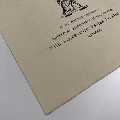 Prospectus – Dryden The Dramatic Works | Edited by Montague Summers | Nonesuch Press 1931