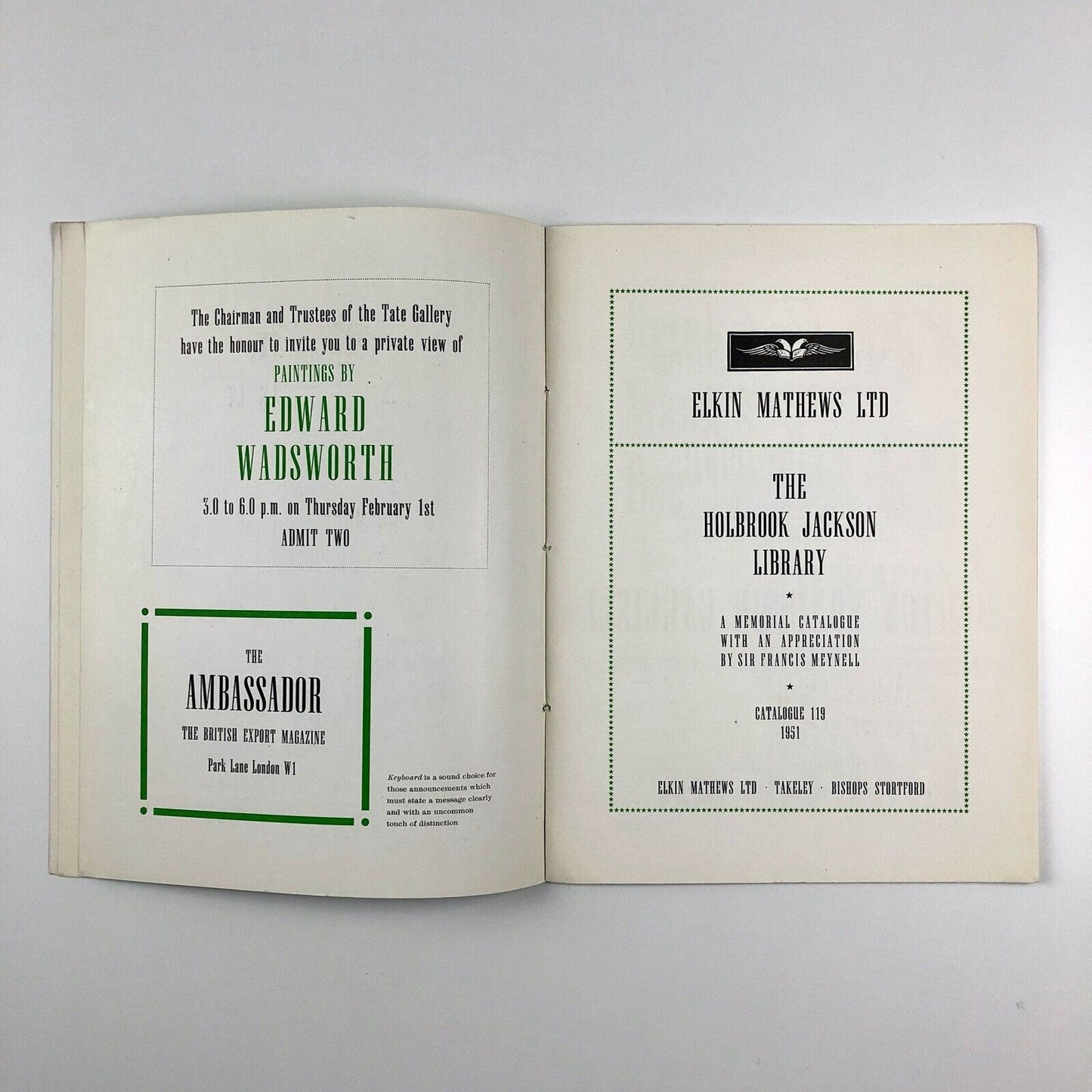 Type specimen booklet for Keyboard: a New Display Type | Stephenson Blake, undated