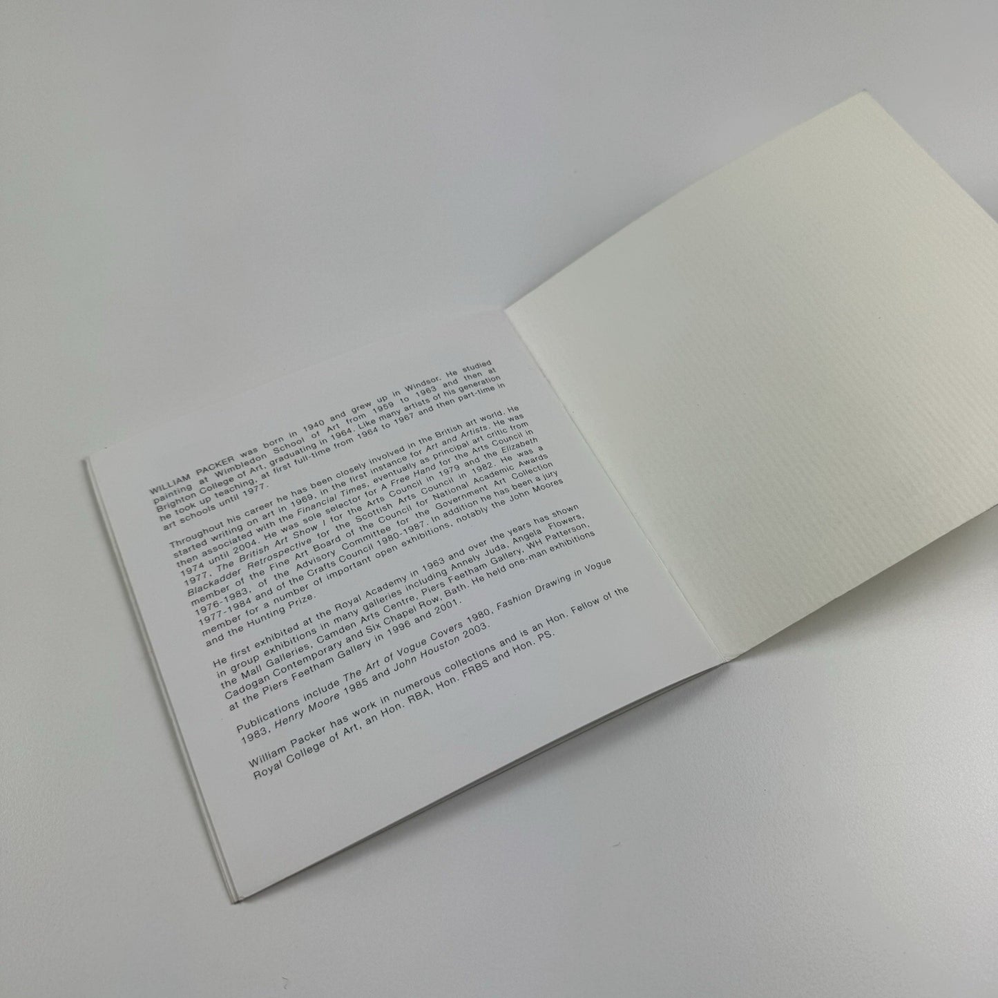 William Packer. Still Life | The Piers Feetham Gallery London, catalogue and private view invitation, 2004