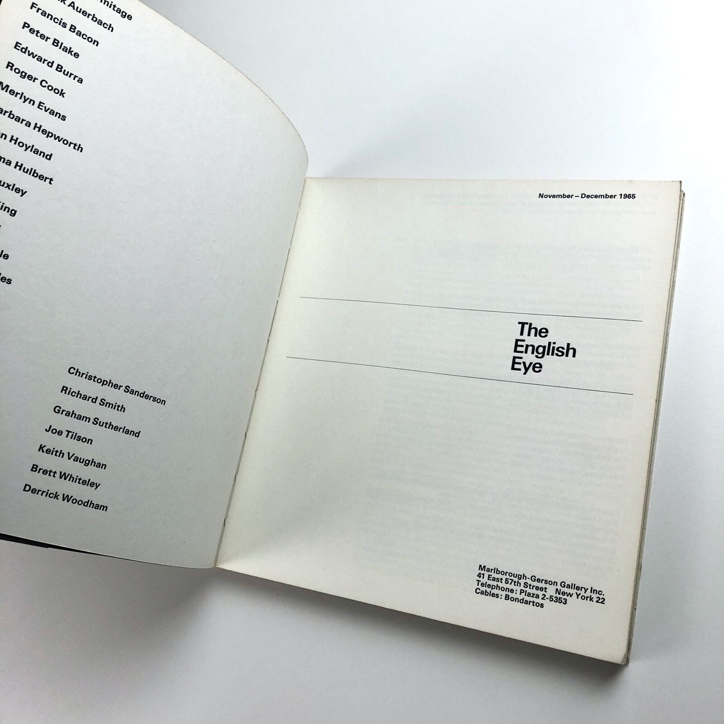 The English Eye – exhibition catalogue | Marlborough-Gerson New York, 1965