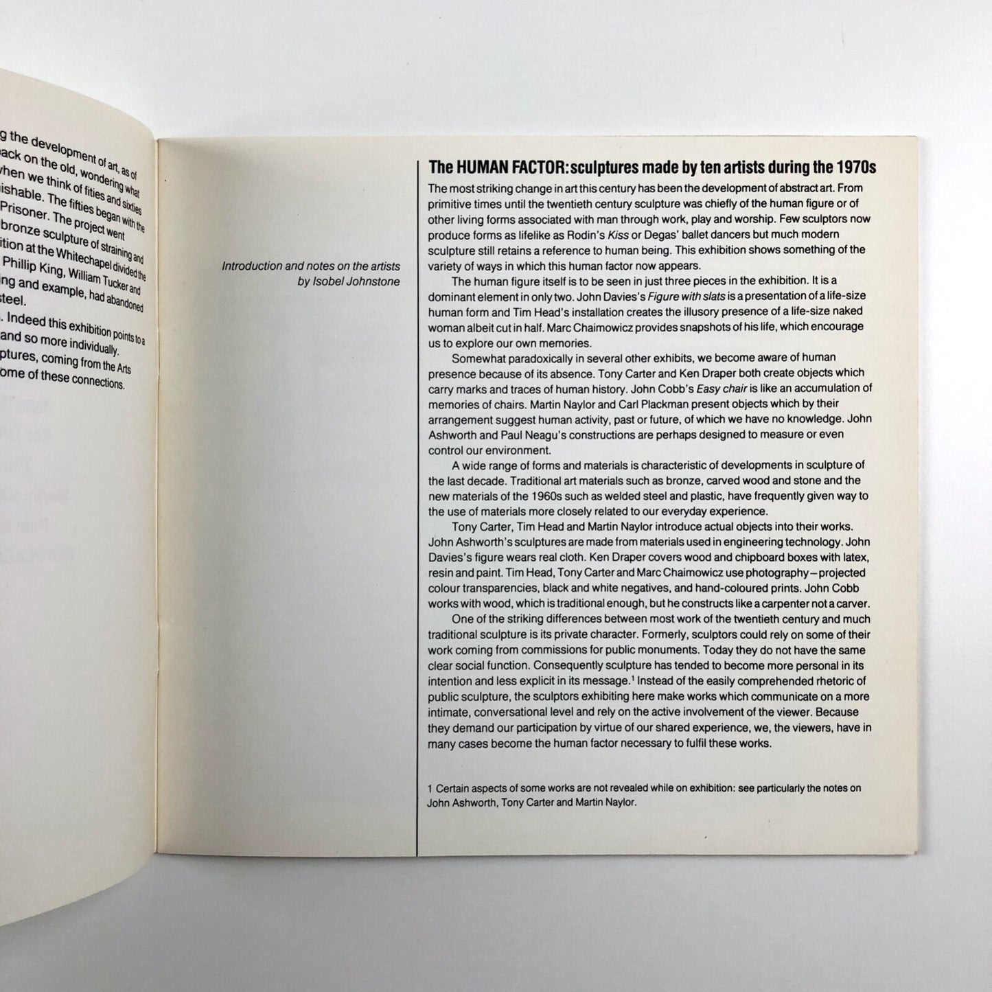 The Human Factor – sculptures made by ten artists during the 70s | Arts Council catalogue, 1980