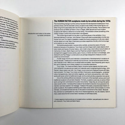 The Human Factor – sculptures made by ten artists during the 70s | Arts Council catalogue, 1980
