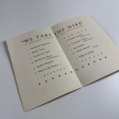 Programme for Hornsey School of Art & Crafts Sketch Club 'We take the Mike' revue 1942