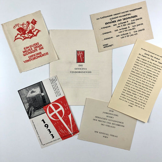 Six items of ephemera relating to Die Officina Vindobonensis | Robert Haas 1930s?