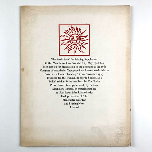 Printing Supplement – reproduction from 1922 Manchester Guardian, 1967 ATypI