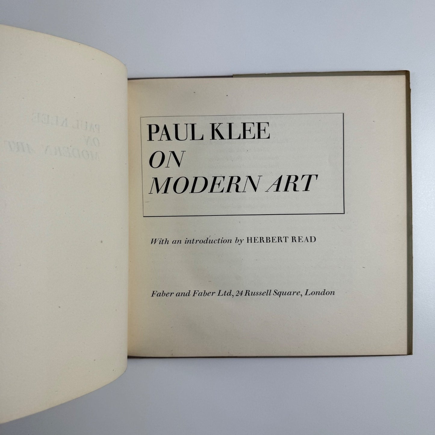 Paul Klee on Modern Art intro Herbert Read | Faber & Faber, 1948