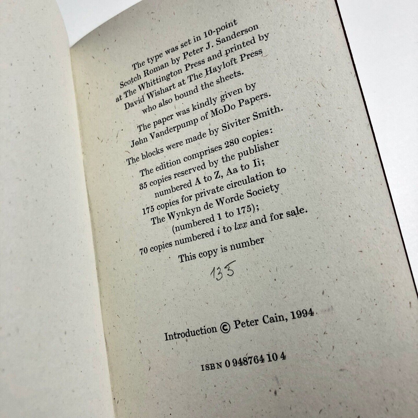 The Printing Trade. Reprinted from Artificiana | Peter Cain | The Hayloft Press, 1994 | Numbered, limited edition