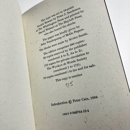 The Printing Trade. Reprinted from Artificiana | Peter Cain | The Hayloft Press, 1994 | Numbered, limited edition