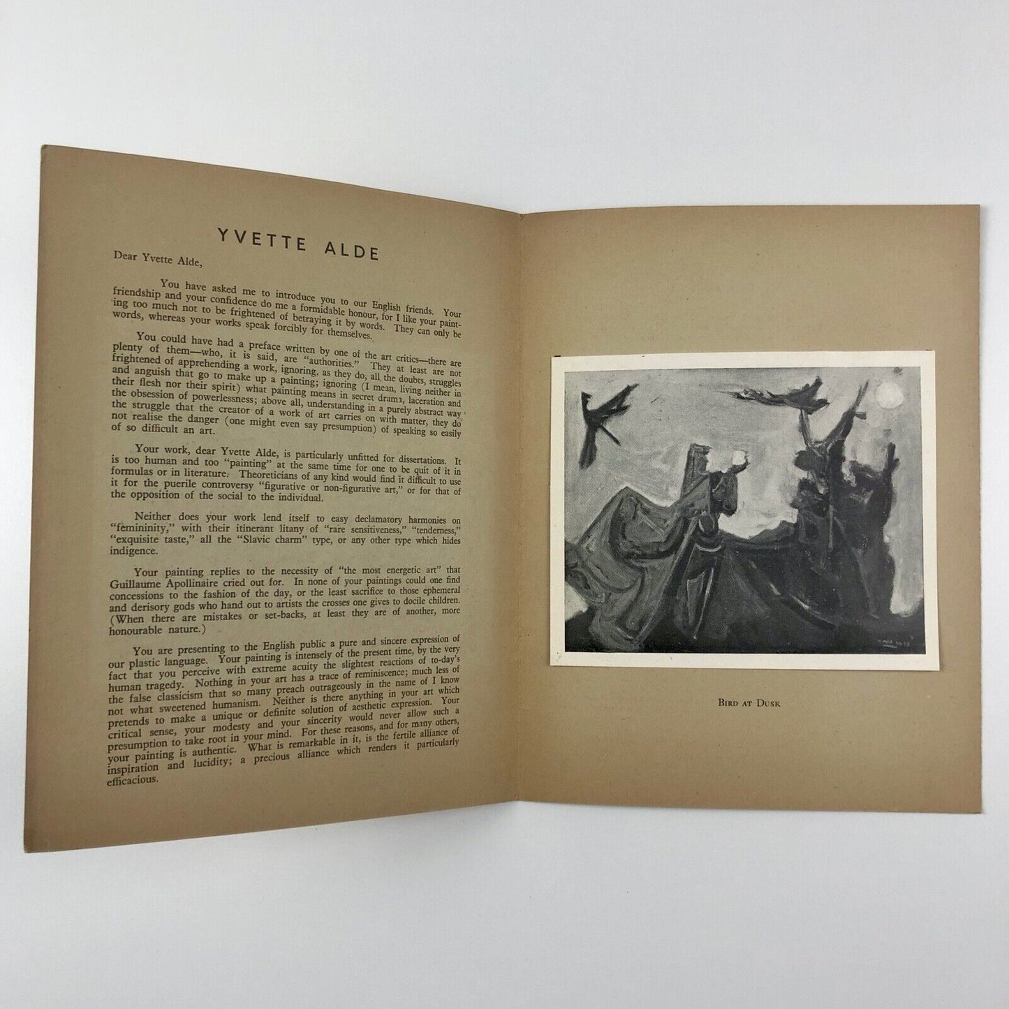 Yvette Alde | Exhibition catalogue | Anglo French Art Centre XVII exhibition Nov - Dec 1947 | introduction by Roger Brielle