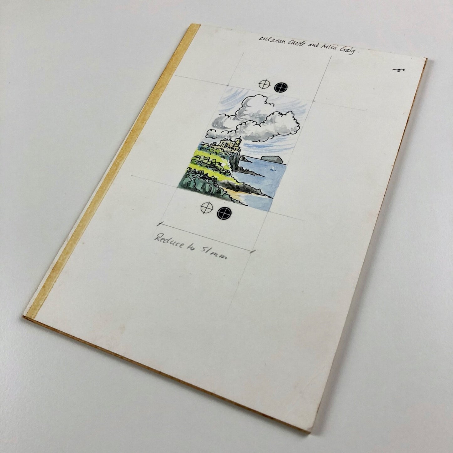 Artwork for Royal Mail – Culzean Castle and Ailsa Craig | Design by Ruari McLean Associates | Produced in 1976