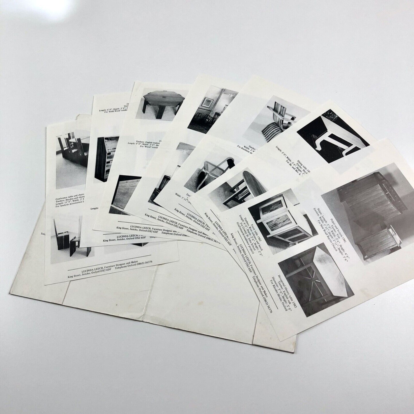 Lucinda Leech. Furniture Designer and Maker. Promotional folder with seven inserts - undated