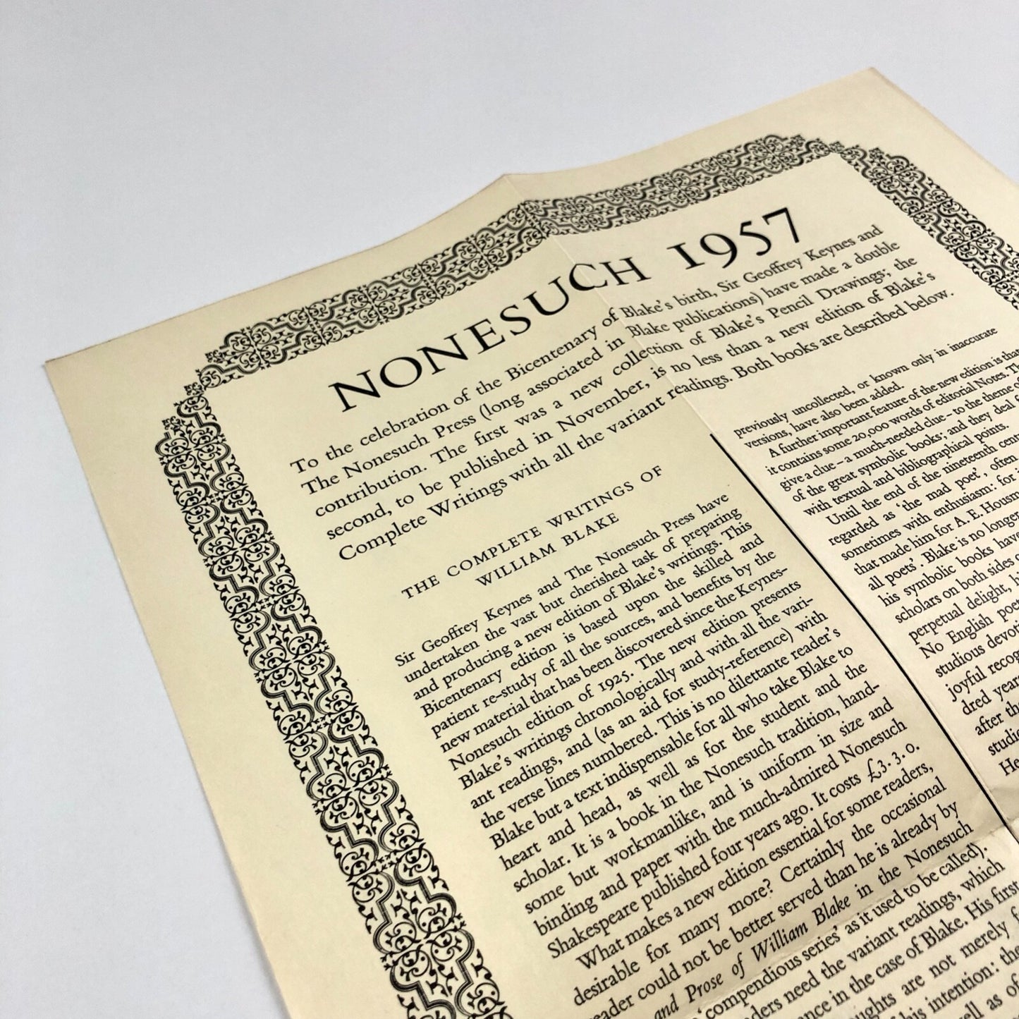 Nonesuch News 1957 | The Nonesuch Press – fold out leaflet