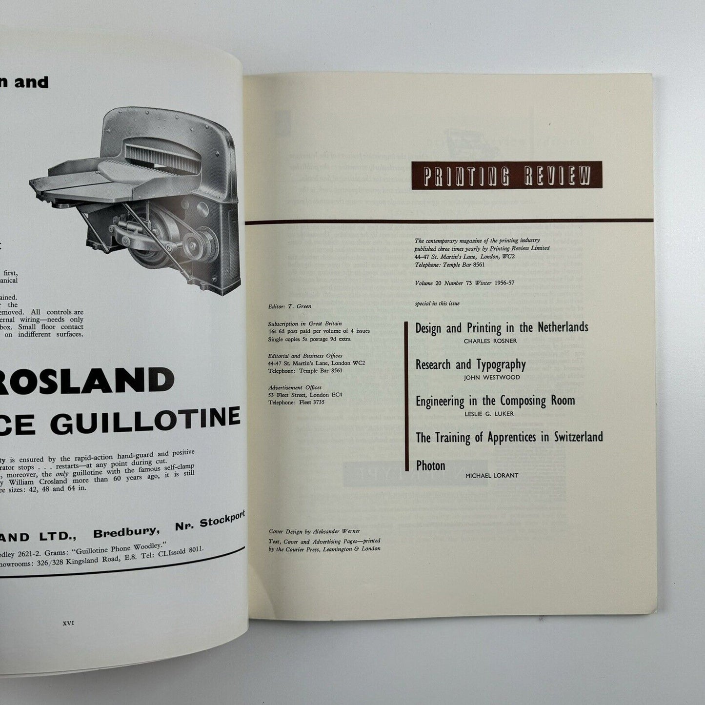 Printing Review No 37, Winter 1956/7 | Printing in the Netherlands | Charles Rosner
