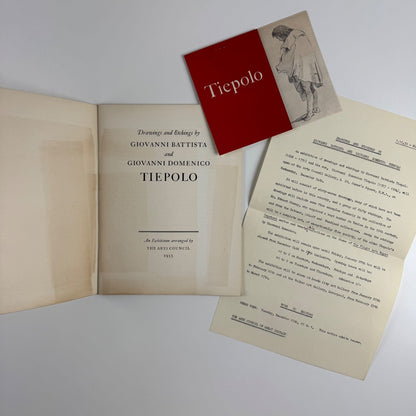 Giovanni Battista & Giovanni Domenico Tiepolo Arts Council Gallery 1955 + private view invitation and typed press release