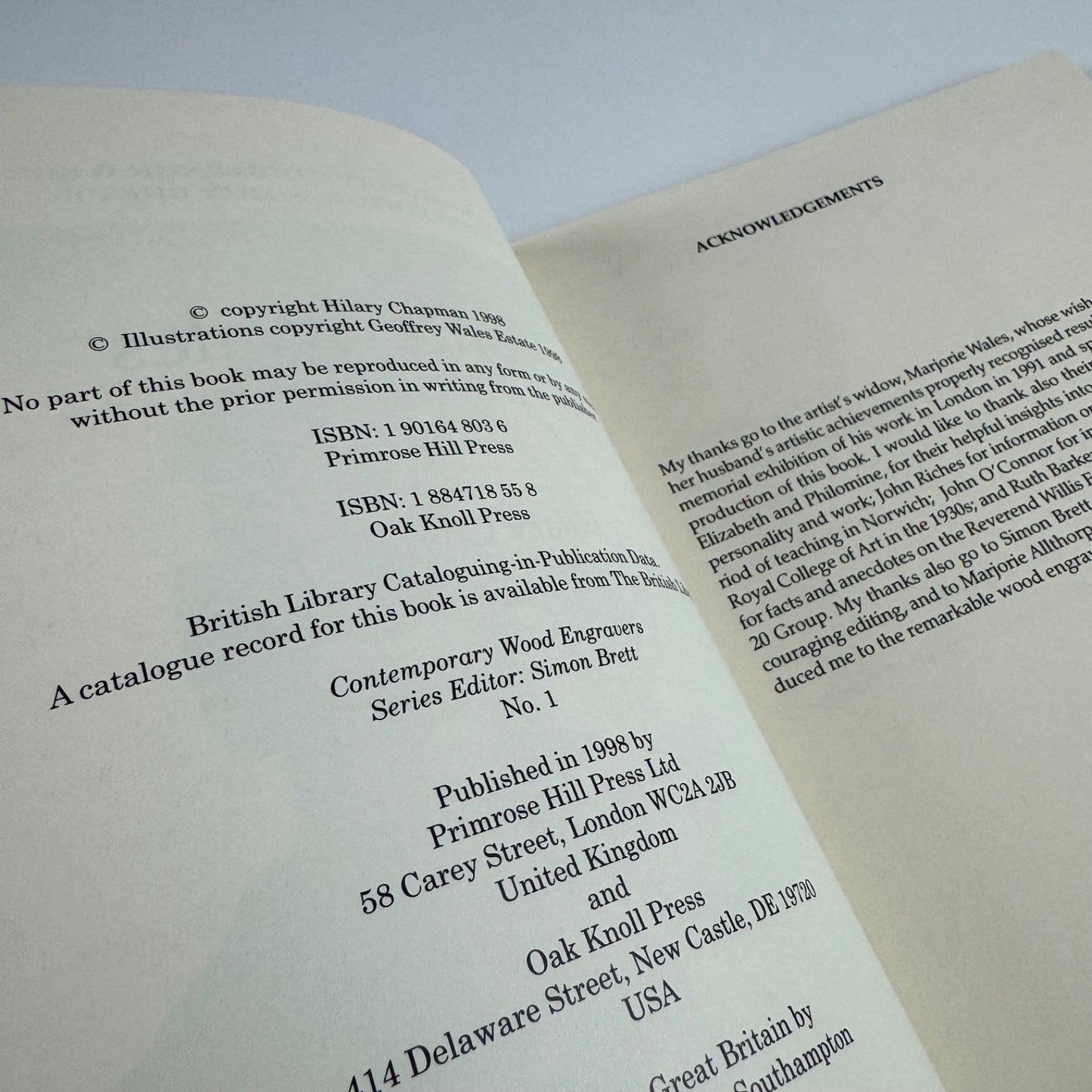 Geoffrey Wales by Hilary Chapman edited by Simon Brett | Primrose Hill Press 1998