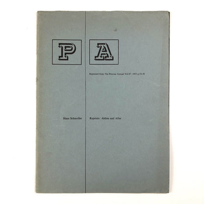 Reprints: Aldine and After by Hans Schmoller | Penrose Annual reprint Vol 47 1953
