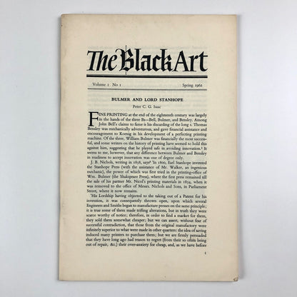 The Black Art vol 1 no 1 1962 | Bulmer and Lord Stanhope by Peter Isaac