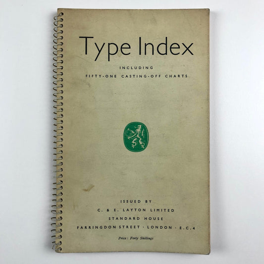 Type Index – wire-bound trade booklet by C & E Layton Limited, 1958
