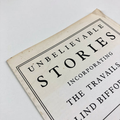 Unbelievable stories incorporating the travails of Blind Bifford Jelly | John Yeadon | Folded sheet, 1988