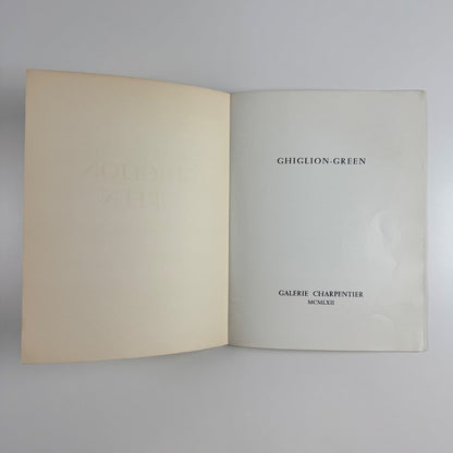 Ghiglion-Green ce peintre de silence | Galerie Charpentier, 1962