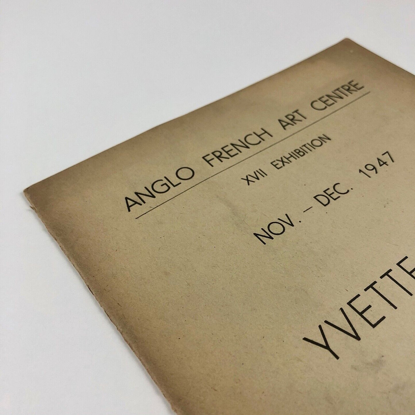 Yvette Alde | Exhibition catalogue | Anglo French Art Centre XVII exhibition Nov - Dec 1947 | introduction by Roger Brielle