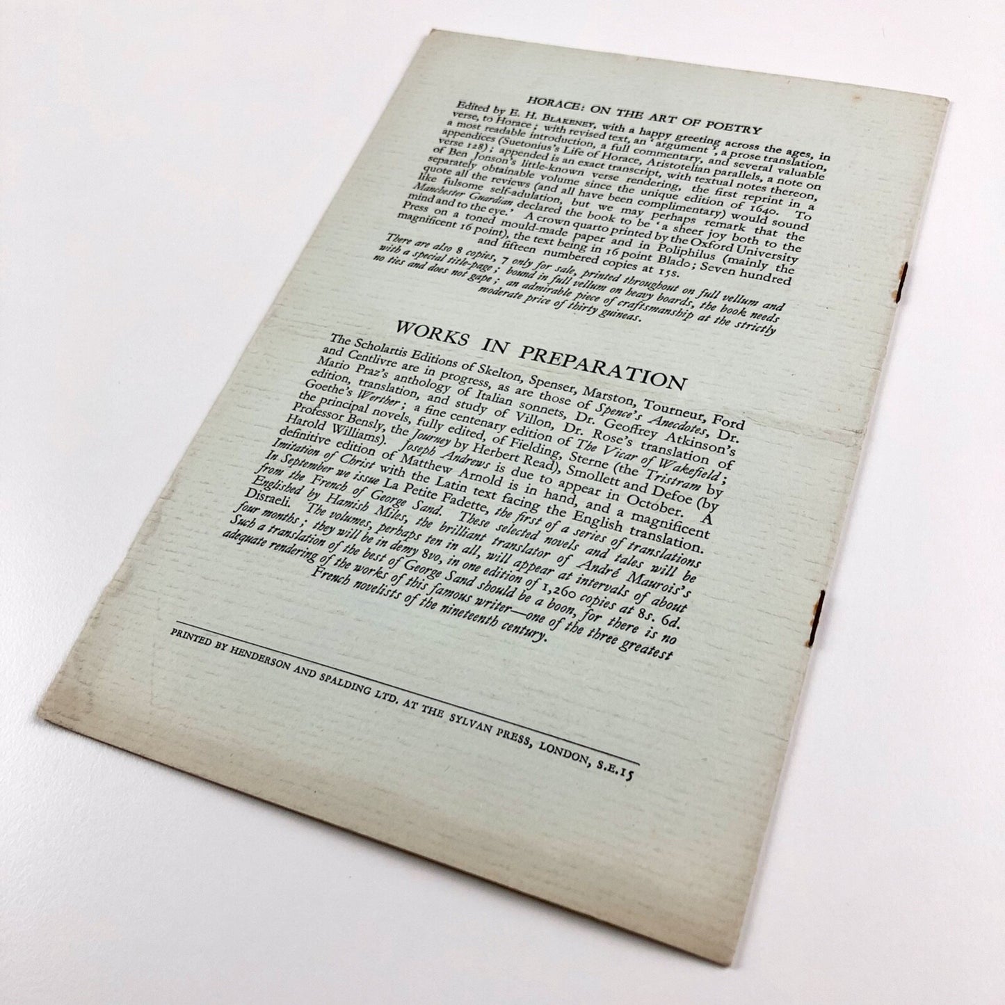 The June-July List of the Scholartis Press, 30 Museum Street | Eric Partridge | Undated, c.1928