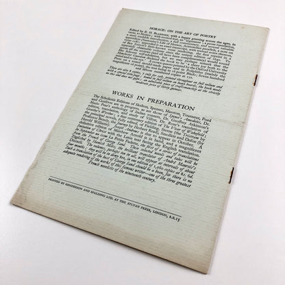 The June-July List of the Scholartis Press, 30 Museum Street | Eric Partridge | Undated, c.1928