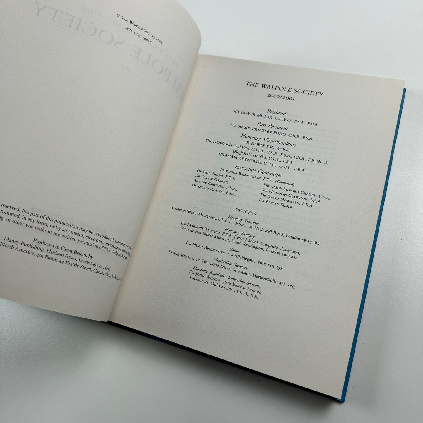 The Sixty-third volume of The Walpole Society 2001 LXIII
