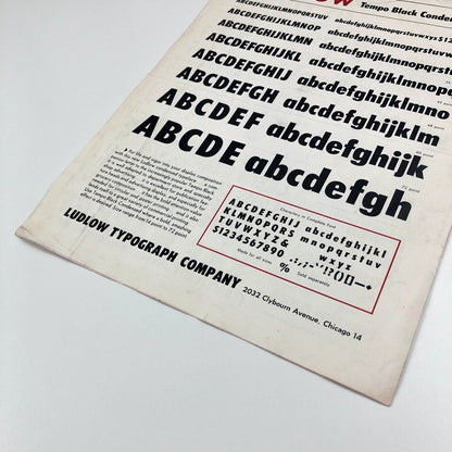 Type specimen Tempo Black Condensed | Ludlow Typograph Company, Chicago, undated