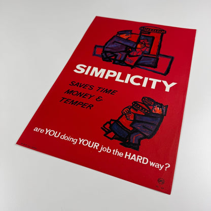 Poster for General Post Office GPO | ‘Simplicity saves time money & temper' M&M (Moore & Mattes Ltd printer, c.1964