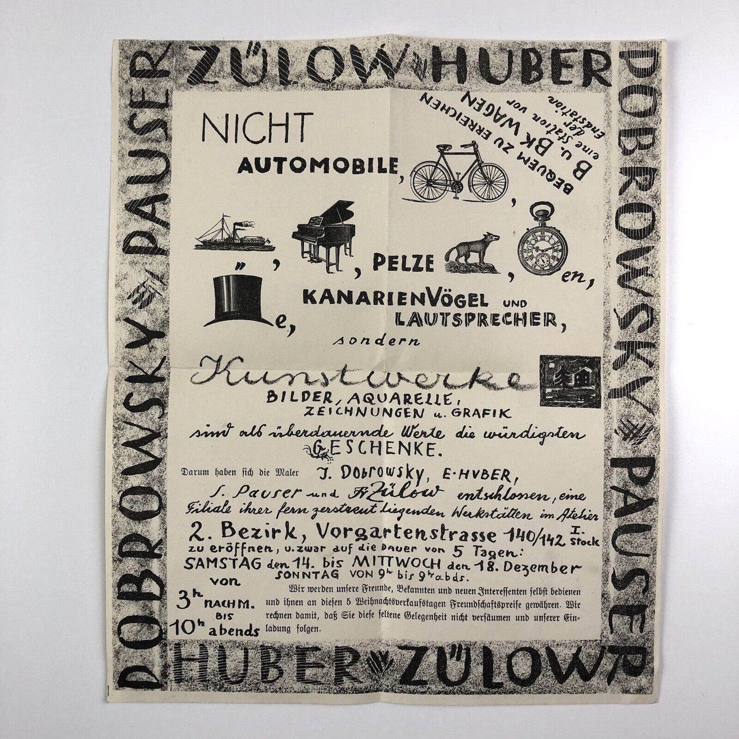 Huber, Zülow, Dubrowsky, Hauser | Small flyer – Austrian Vienna Secession artists