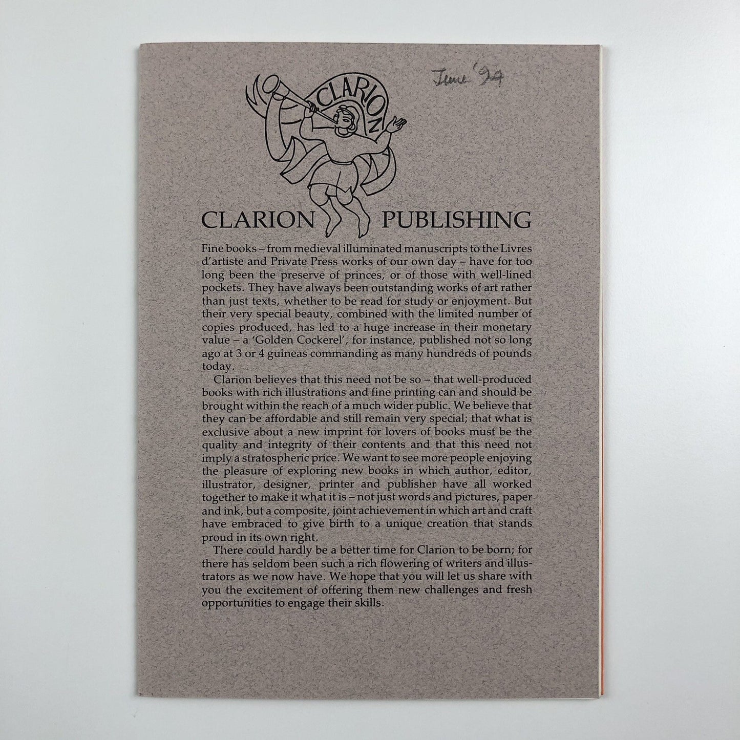 Clarion Publishing – promotional leaflet and inserts c. 1994
