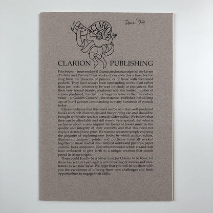 Clarion Publishing – promotional leaflet and inserts c. 1994