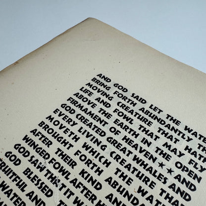 Single title sheet for Paul Nash Genesis, Nonesuch Press, 1924 Rudolf Koch type