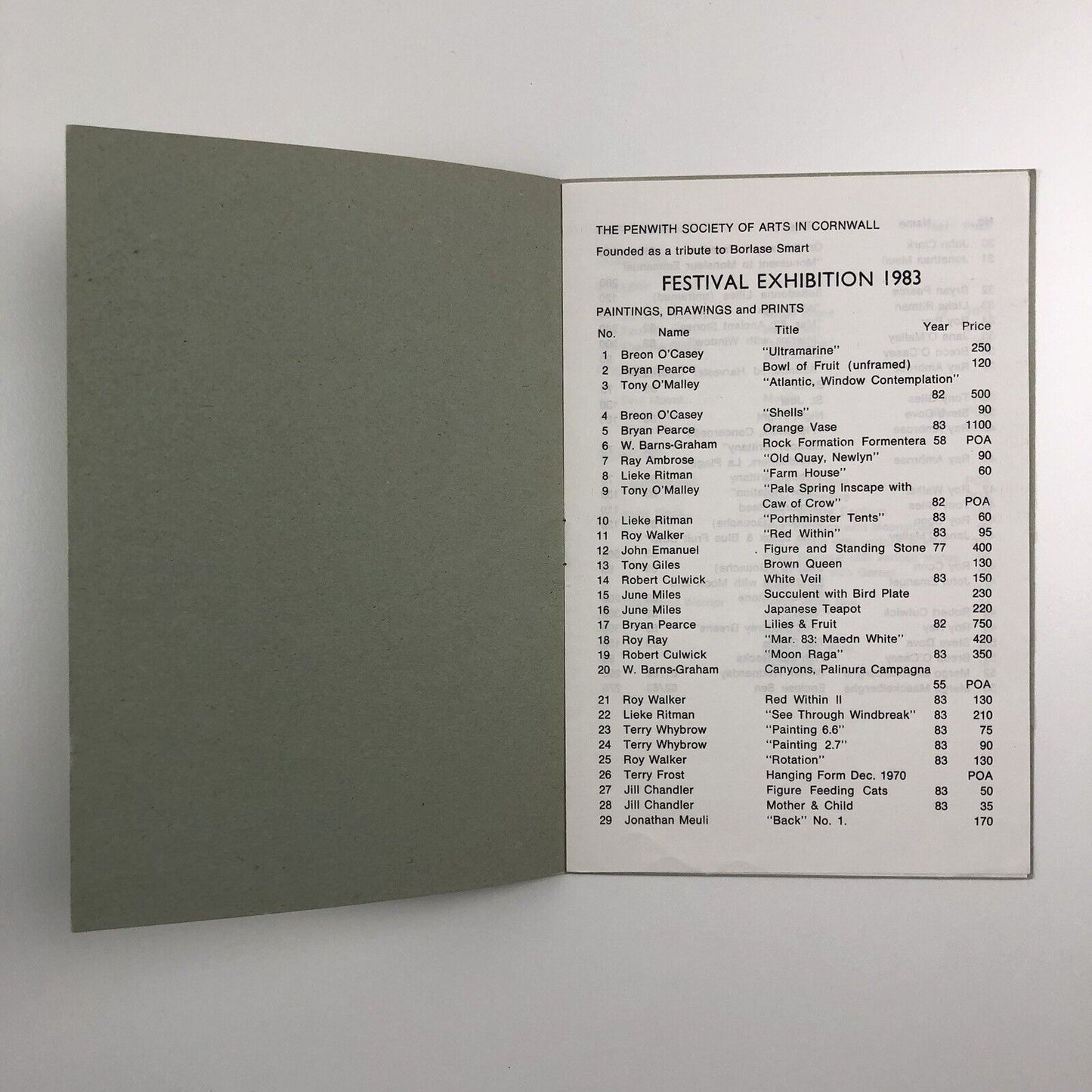 Catalogue – Penwith Festival Exhibition 1983 | The Penwith Society
