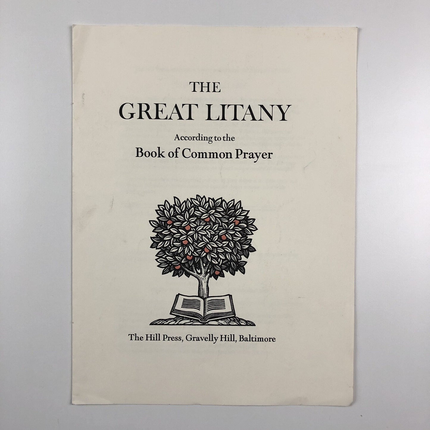 Prospectus – The Great Litany, According to the Book of Common Prayer | The Hill Press Baltimore, 2002