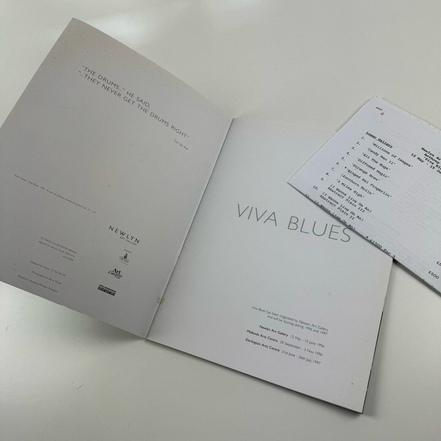 Anthony Frost. Viva Blues | Newlyn Art Gallery 1996 catalogue, with price list