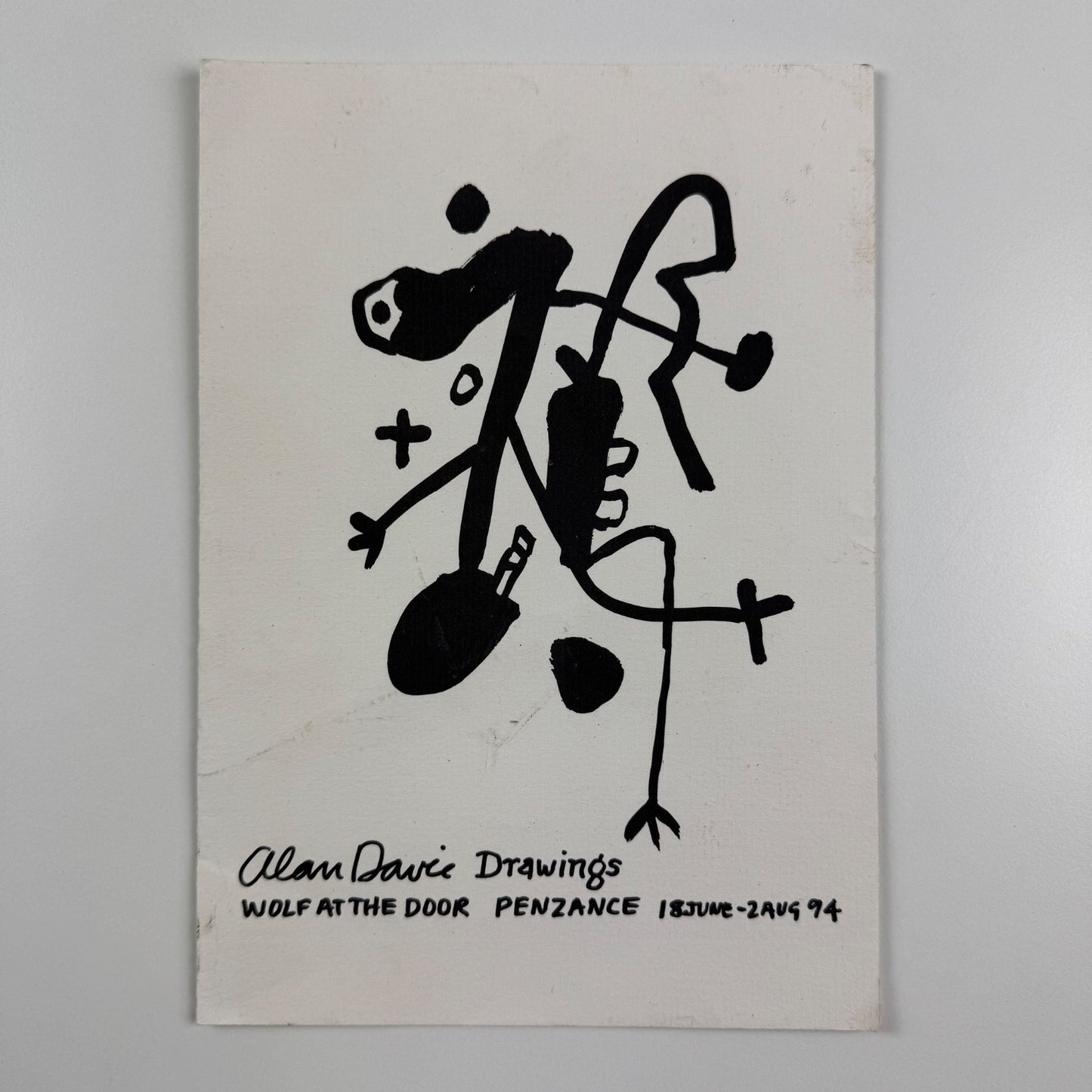 Private view invite Alan Davie Drawings Wolf at the Door Penzance 1994