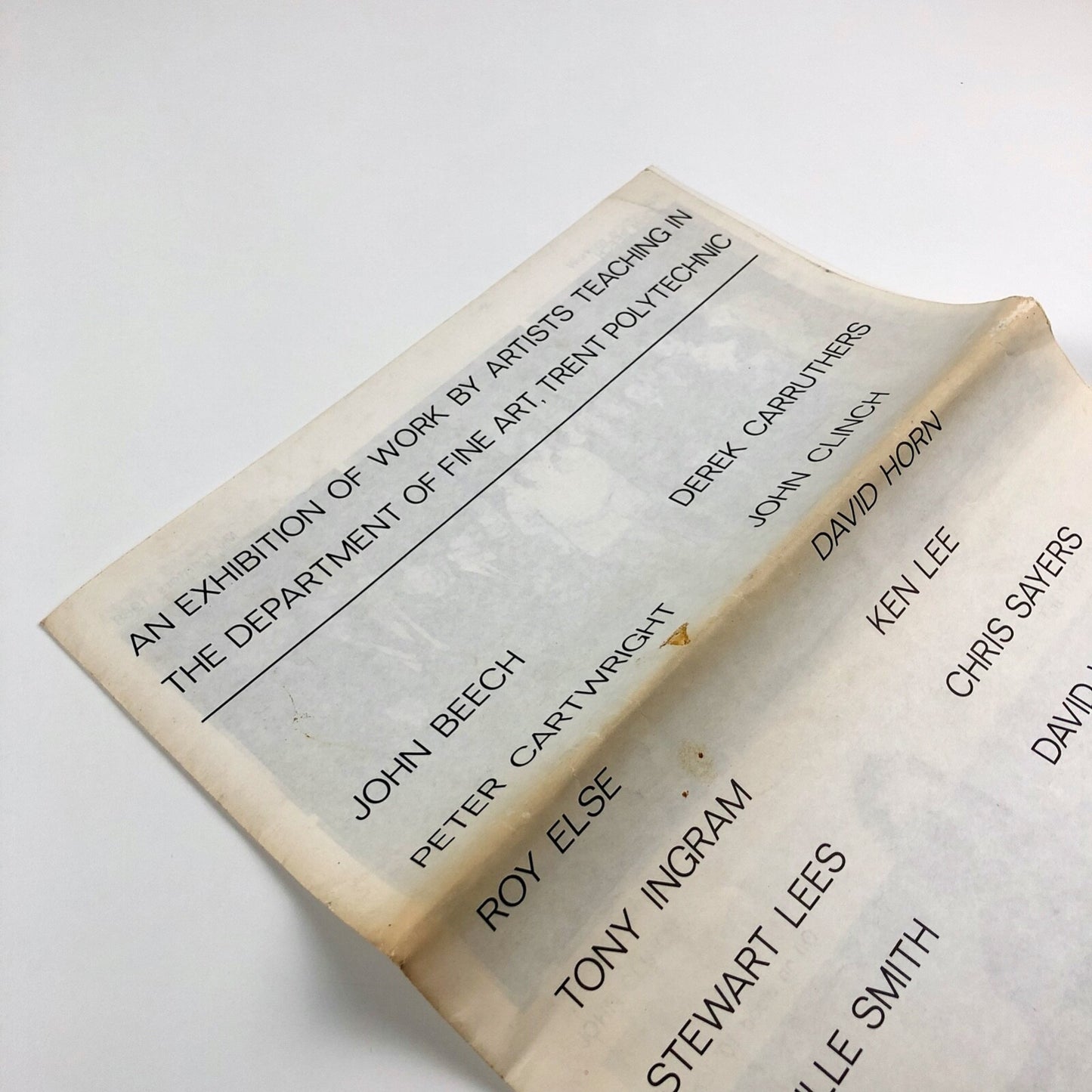 An Exhibition of Work by Artists... | Department of Fine Art, Trent Polytechnic exhibition leaflet, 1975