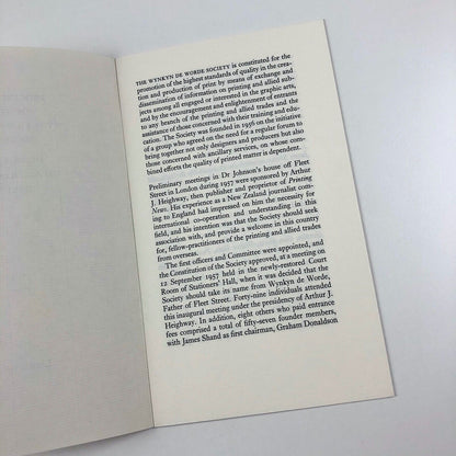 Proceedings of the Wynkyn de Worde Society booklet | London, 1971