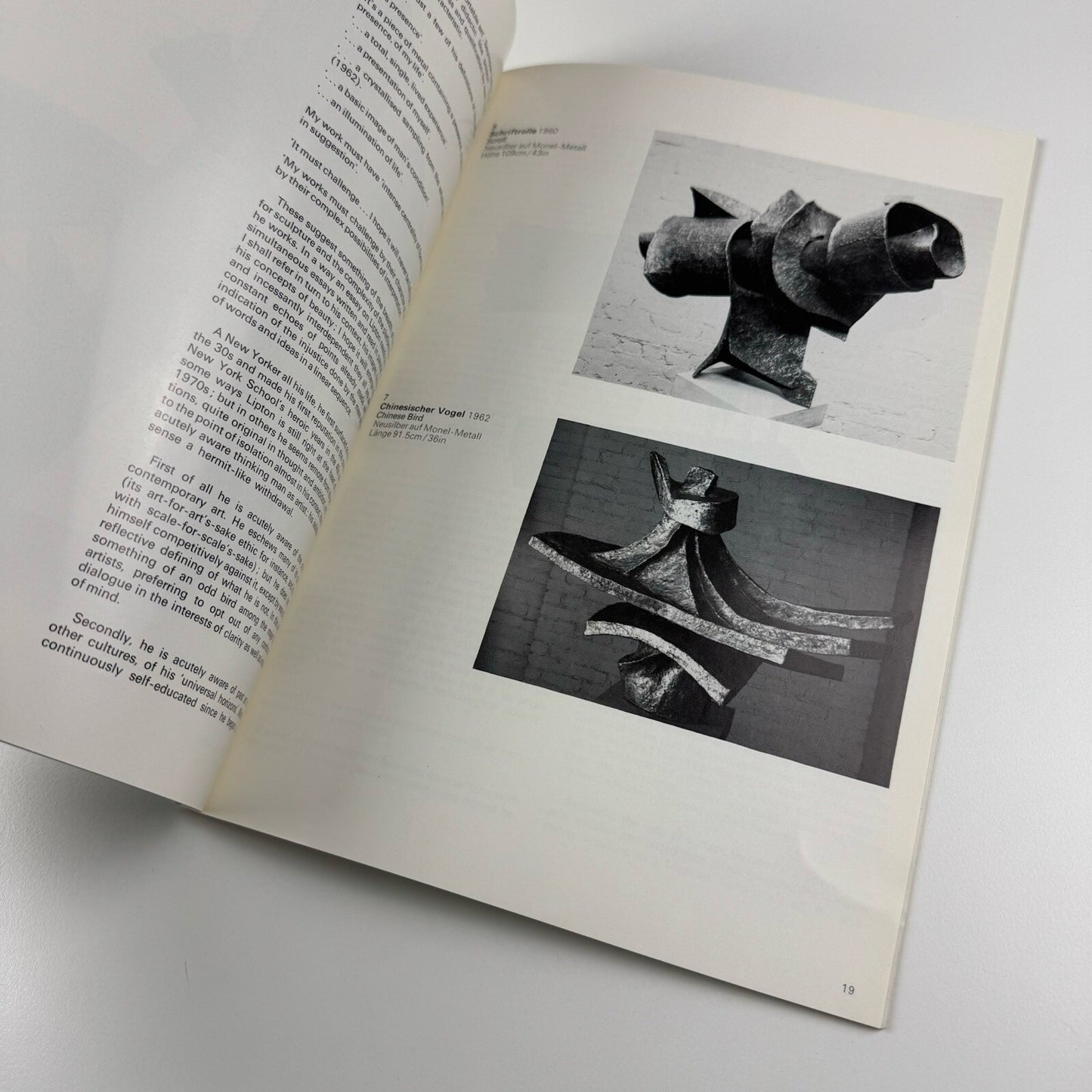 Seymour Lipton | Marlborough Galerie Zurich exhibition catalogue, 1974