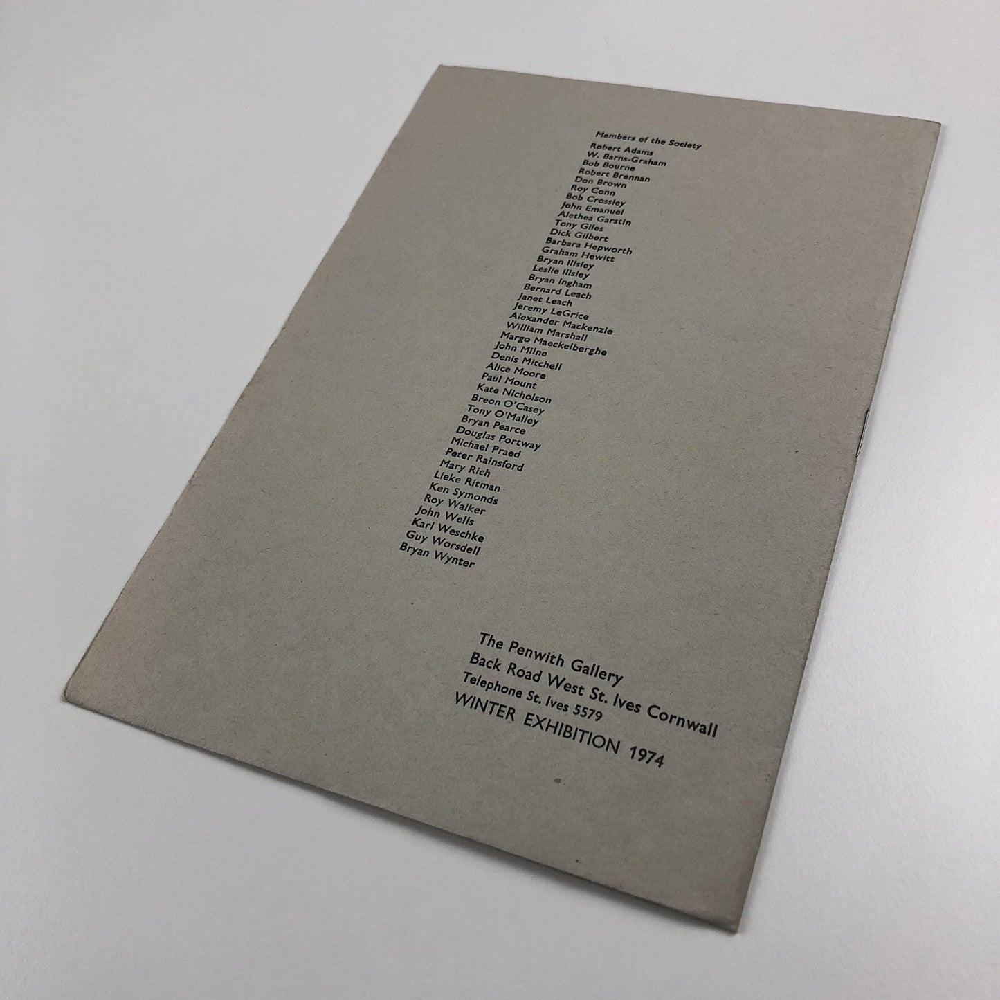Catalogue – Penwith Winter exhibition 1974 | The Penwith Society