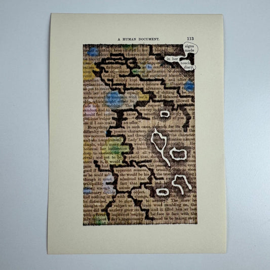 A Humument page 113 'signs made in her touch' by Tom Phillips Tetrad Press, 1970