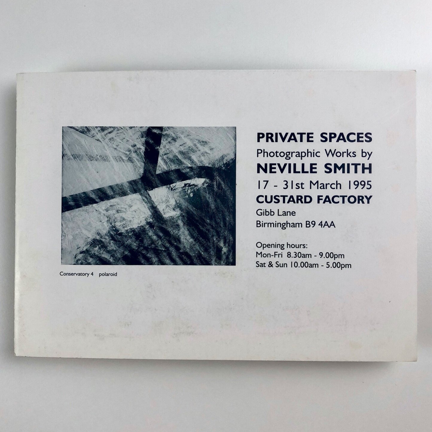 Neville Smith – Private Spaces | Custard Factory exhibition card, 1995