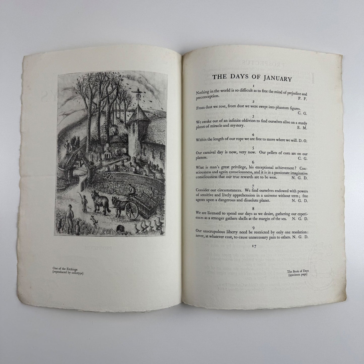 Prospectus for The Book of Days of Llewelyn Powys Golden Cockerel Press, 1937