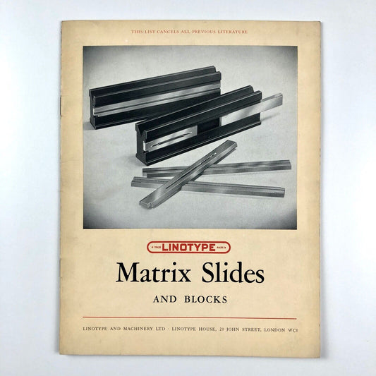 Linotype Matrix Slides and Blocks | Promotional leaflet