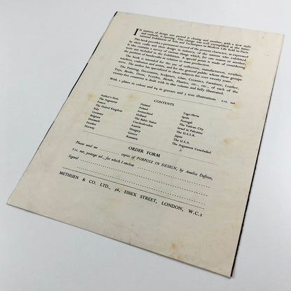 Prospectus for Purpose in Design by Amelia Defries | Methuen c. 1938 leaflet